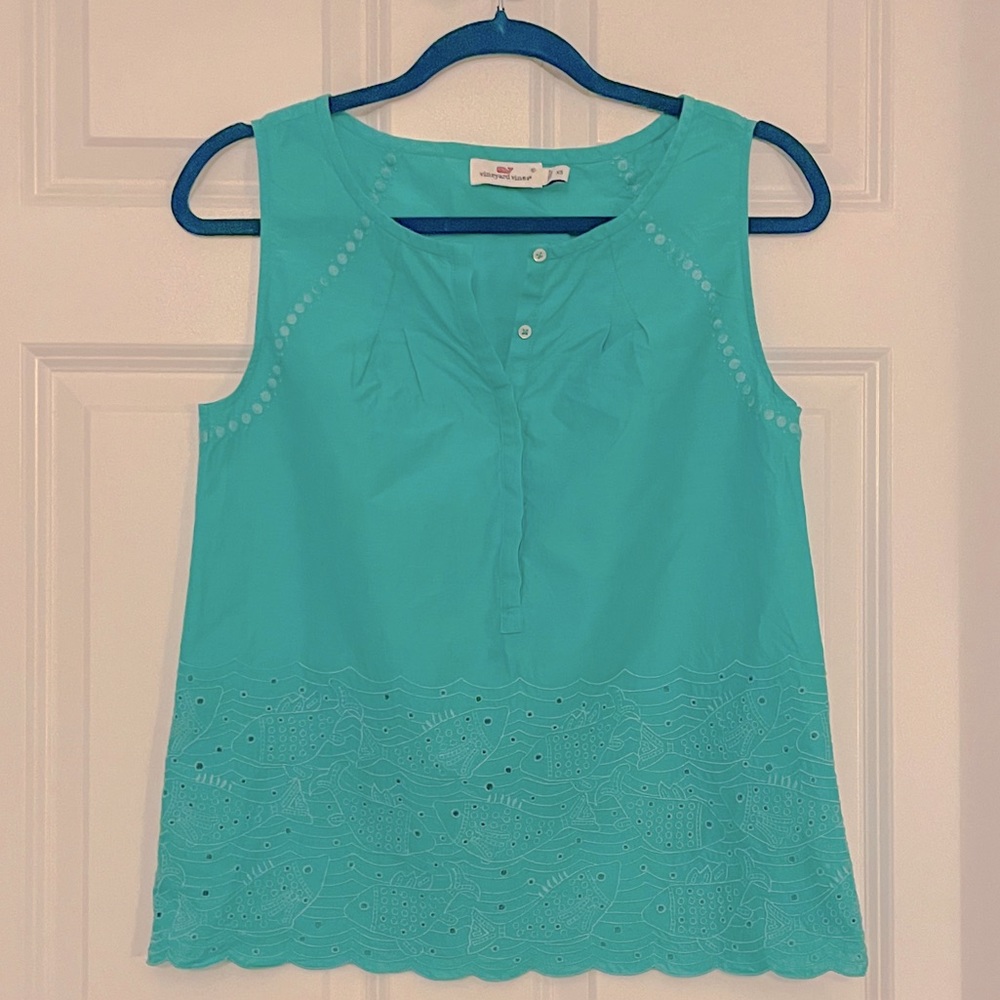 Vineyard Vines Anguilla Fish Eyelet Top Size XS